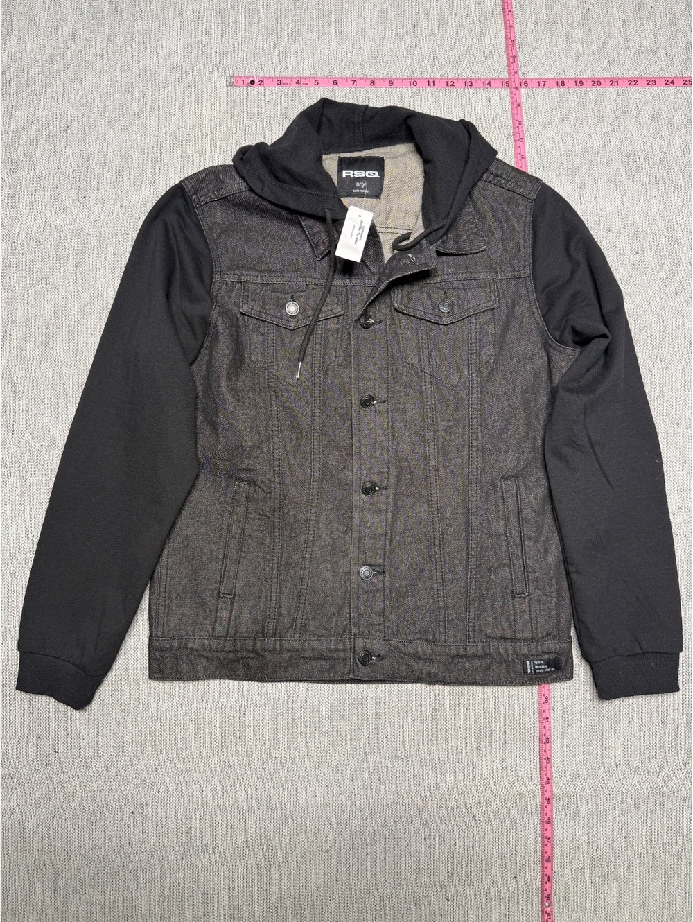 RSQ Men's Denim 2-Fer Jacket with Hoodie, Size Large